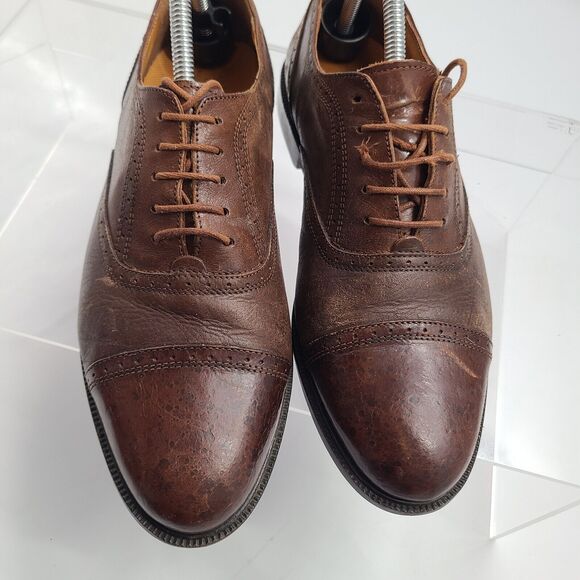 Stanley Blacker Couture Handmade Italy Dress Brown Cap Toe Oxfords 9M  Style 526 main image 5